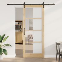 Berkfield Home Sliding Door with Hardware Set 'ORKDAL'93x232 cm in Brown | Size: 93x232 cm