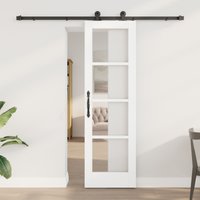 Berkfield Home Sliding Door with Hardware Set 'ORKDAL'White Solid Wood&Glass