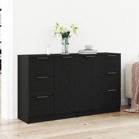Berkfield Home Sideboards 2 pcs Black Oak 60x30x70 cm Engineered Wood | Size: 60 x 30 x 70 cm
