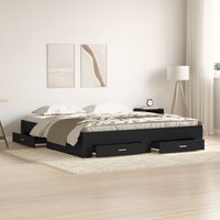 Berkfield Home Bed Frame with Drawers Black Oak 180x200 cm Engineered Wood