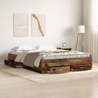Berkfield Home Bed Frame with Drawers Old wood Engineered wood 160 x 200 cm in Brown