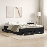 Berkfield Home Bed Frame with Drawers Black oak Engineered wood 140 x 190 cm