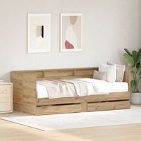 Berkfield Home Daybed with Drawers Artisan oak Engineered wood 75 x 190 cm in Brown