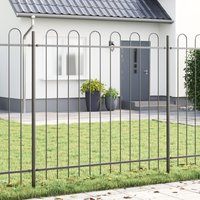 Berkfield Home Garden Fence with Hoop Top Gray 3.4x1.5 m Steel in Grey
