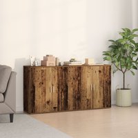 Berkfield Home Sideboards 2 pcs Old Wood 79x38x80 cm Engineered Wood in Brown | Size: 79 x 38 x 80 cm