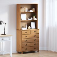 Berkfield Home Hutch “ASKIM” Honey Brown 91x40x199.5 cm Solid Wood Pine