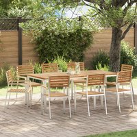 Berkfield Home Stacking Garden Chairs 8 pcs 54.5x56x89 cm Solid Wood Teak in Brown