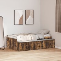 Berkfield Home Storage Bed Frame Smoked Oak 90x190 cm in Brown