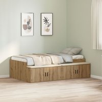 Berkfield Home Storage Bed Frame Artisan Oak 90x190 cm in Brown