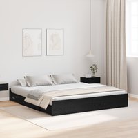 Berkfield Home Storage Bed Frame with Drawer with Headboard with Storage Black oak 200 x 200 cm