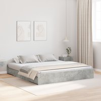 Berkfield Home Storage Bed Frame with Drawer with Headboard with Storage Concrete grey 180 x 200 cm