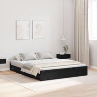 Berkfield Home Storage Bed Frame with Drawer with Headboard with Storage Black oak 140 x 200 cm