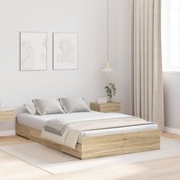 Berkfield Home Storage Bed Frame Sonoma oak 120 x 200 cm Engineered wood in Brown