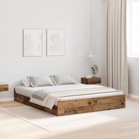 Berkfield Home Storage Bed Frame Old wood 135 x 190 cm Particle board in Brown