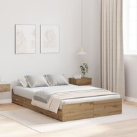 Berkfield Home Storage Bed Frame with Drawer with Headboard with Storage Artisan oak 120 x 190 cm in Brown
