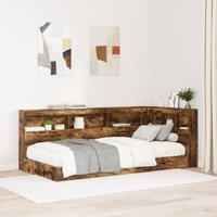 Berkfield Home Storage Headboard with Shelf Smoked oak 80 cm Engineered wood in Brown