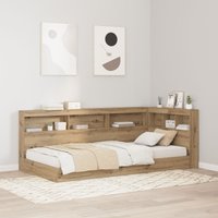 Berkfield Home Storage Headboard with Shelf Artisan oak 100 cm Engineered wood in Brown