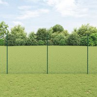 Berkfield Home Chain Link Fence with 10 U Posts Green 1.6x10 m Steel