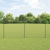 Berkfield Home Chain Link Fence with 44 U Posts Grey 1.4x25 m Steel