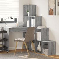 Berkfield Home Corner Desk with Shelf with Storage Grey sonoma 101.5 x 149.5 x 149.5 cm