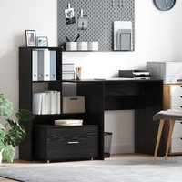 Berkfield Home with Drawer with Shelf with Storage Black oak 131.5 x 50 x 106.5 cm Engineered wood