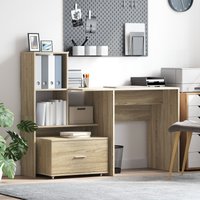 Berkfield Home with Drawer with Shelf with Storage Sonoma oak 131.5 x 50 x 106.5 cm Engineered wood in Brown