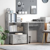 Berkfield Home with Drawer with Shelf Concrete grey 131.5 x 50 x 106.5 cm Engineered wood