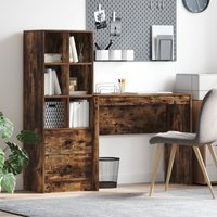 Berkfield Home Desk with Storage Smoked Oak Engineered Wood in Turquoise