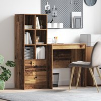 Berkfield Home Desk with Storage Old Wood Engineered Wood in Blue