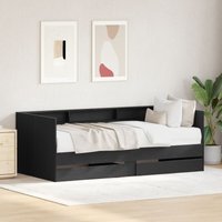 Berkfield Home Day Bed with Drawers Concrete Grey 90x200 cm Engineered Wood in Black