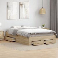 Berkfield Home Bed Frame Sonoma Oak 140x200 cm Engineered Wood in Brown