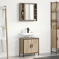 Berkfield Home 2 Piece Bathroom Furniture Set Sonoma Oak Engineered Wood in Cream
