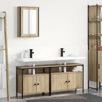 Berkfield Home 3 Piece Bathroom Cabinet Set Sonoma Oak Engineered Wood in Beige