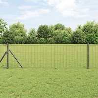 Berkfield Home Euro Fence with 13 Posts 0.6x25 m Galvanised Steel Grey in Silver