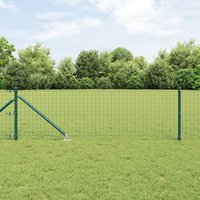 Berkfield Home Euro Fence with 13 Spike Posts 0.8x25 m Galvanised Steel Green in Silver
