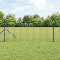 Berkfield Home Euro Fence with 7 Spike Posts 0.4x10 m Galvanised Steel Grey in Silver
