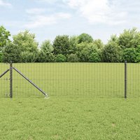 Berkfield Home Euro Fence with 7 Spike Posts 0.6x10 m Galvanised Steel Grey in Silver