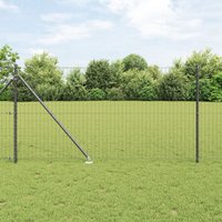 Berkfield Home Euro Fence with 13 Spike Posts 1x25 m Galvanised Steel Grey