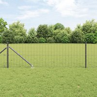 Berkfield Home Euro Fence with 13 Spike Posts 0.6x25 m Galvanised Steel Grey in Silver