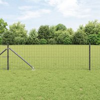 Berkfield Home Euro Fence with 13 Spike Posts 0.6x25 m Galvanised Steel Grey