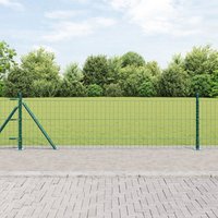Berkfield Home Euro Fence with 7 Flanged Posts 0.4x10 m Galvanised Steel in Silver