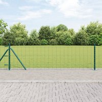 Berkfield Home Euro Fence with 13 Flanged Posts 0.4x25 m Galvanised Steel in Silver