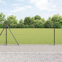 Berkfield Home Euro Fence with 13 Flanged Posts 1x25 m Galvanised Steel in Grey