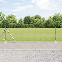 Berkfield Home Euro Fence with 13 Flanged Posts 0.4x25 m Galvanized Steel in Silver