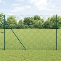 Berkfield Home Chain Link Fence with 7 Posts 1.6x10 m Galvanised Steel Green