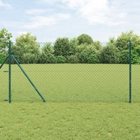 Berkfield Home Chain Link Fence with 13 Posts 1x25 m Galvanised Steel Green