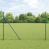 Berkfield Home Chain Link Fence with 13 Posts 1, 6x25 m Galvanised Steel Green