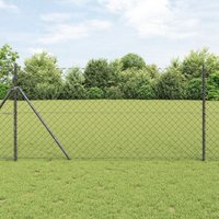 Berkfield Home Chain Link Fence with 13 Posts 1.4x25 m Galvanised Steel Grey