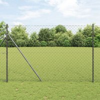 Berkfield Home Chain Link Fence with 13 Posts 1.6x25 m Galvanised Steel Grey