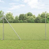 Berkfield Home Chain Link Fence with 7 Posts 1.5x10 m Galvanised Steel in Silver